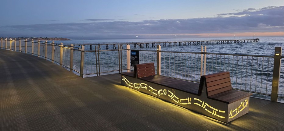 Image of seat on trail at dusk