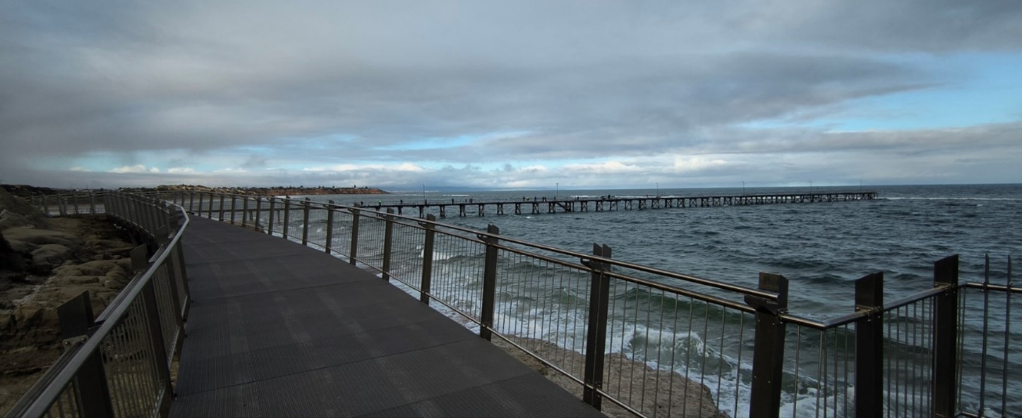 Image of trail and sea at dusk