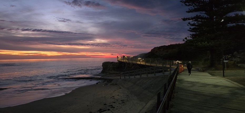 Image of cliff with pink sky